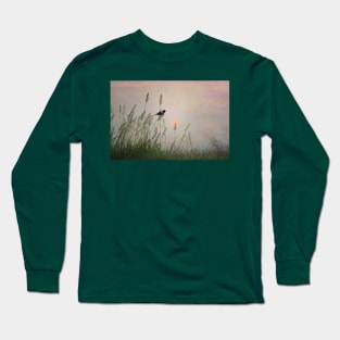 Red-winged Blackbird at Dusk Long Sleeve T-Shirt